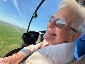 Up, up and away in helicopter for Lynn, 93