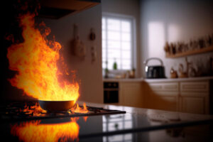 Kitchen fire safety warning