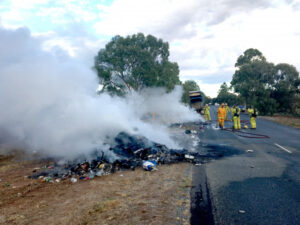 What the blazes? Rubbish truck catches fire