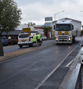 Truck stranded on narrow CBD street