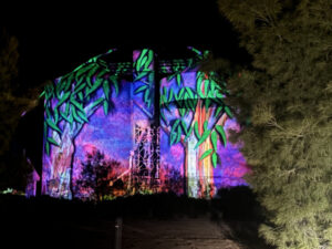 Sea Lake silos shine after dark