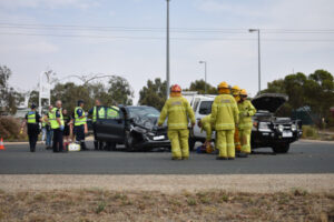 Woman injured in two-car collision
