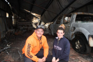 Couple wakes to find carport ablaze at Speed