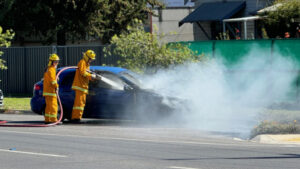 Car destroyed in blaze