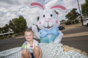 Easter bunny builds a nest