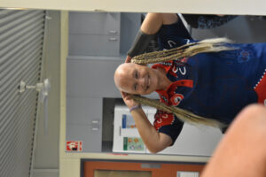 Teacher emotional as she shaves for a cause