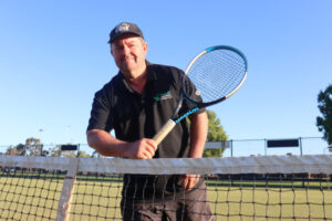 Club hits return serve