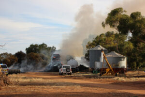 Blaze ravages farm property