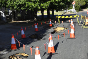 Sinkhole strands truck