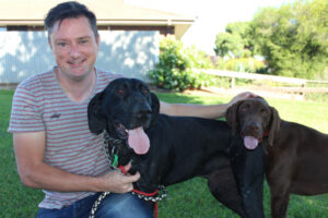 Ball rolling on dog park