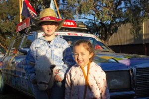 Colourful convoy visits school
