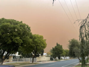 Dust cloud sweeps across town