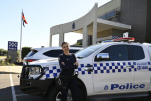 Police recruit leaves the office behind