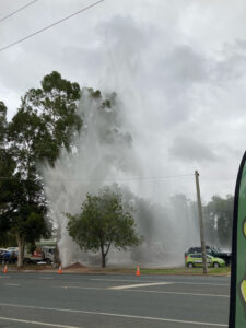 Water main fractured